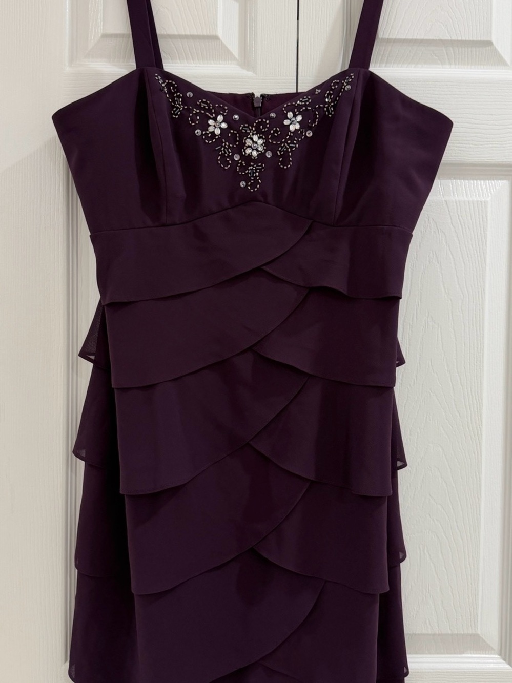 S.L. Fashions Plum Embellished Cocktail Dress